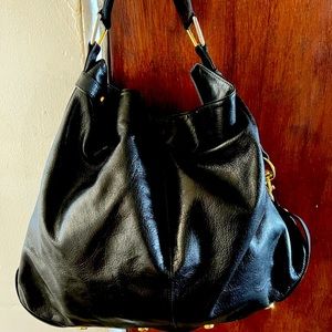 REBECCA MINKOFF Leather hobo slouchy black with gold hardware